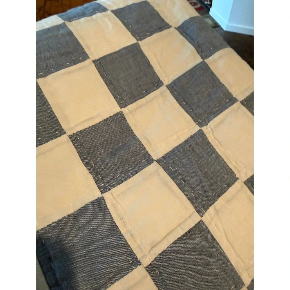 Blue and white check CHAPS Quilt. F/Q